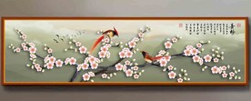 原创手绘梅花喜鹊客厅装饰画