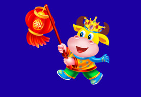 牛年门画牛年门贴牛年大吉卡通牛