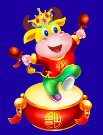 牛年门画牛年门贴卡通牛