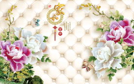 珠宝花电视背景墙壁画