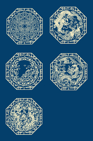 中国风花纹纹样龙凤