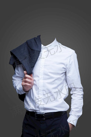 男士白色西装半身