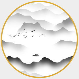 圆形山水画圆形装饰画