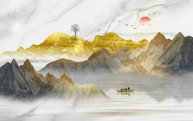 新中式山水背景墙