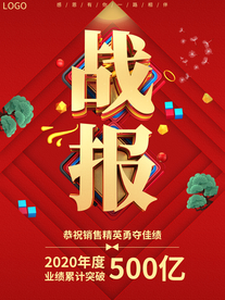 大气企业战报公司战报海报