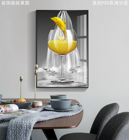 葡萄酒杯现代艺术餐厅晶瓷画