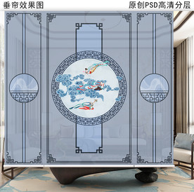 敦煌飞天祥云新中式垂帘隔断卷帘
