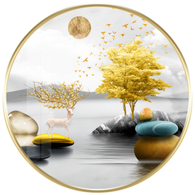 麋鹿发财装饰画