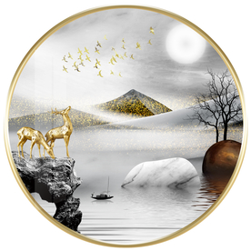 新中式麋鹿山水