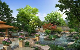 高清园林背景装饰画