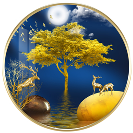 麋鹿发财树星空