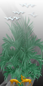 现代简约抽象发财树玄关