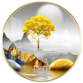 发财树麋鹿装饰画