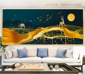 山水麋鹿装饰画