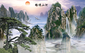 国画山水背景装饰画
