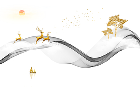 新中式抽像风景背景装饰画