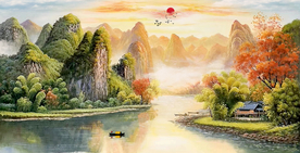 风景漓江油画
