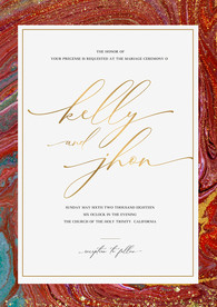 轻奢金红色背景婚礼迎宾海报