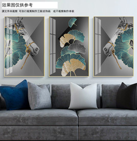 三联银杏装饰画