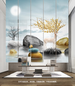 新中式麋鹿卷帘