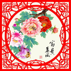 原创牡丹富贵春风装饰画