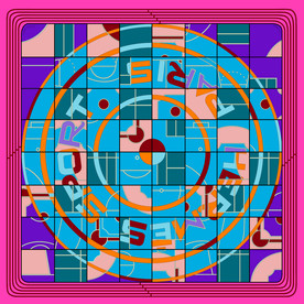 英文几何圆圈拼接方巾