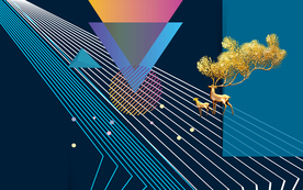 现代抽像糜鹿背景装饰画