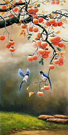 柿子事事如意油画