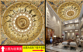 奢华砖石拼花大理石天顶