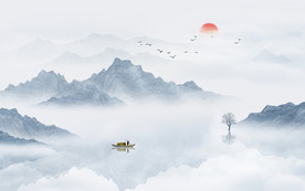 新中式水墨山水画