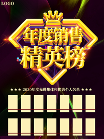 公司企业年度销售精英榜海报