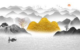 水墨山水背景墙