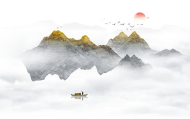 新中式意境水墨山水画