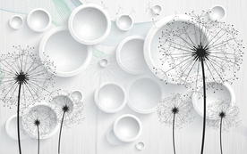 蒲公英黑白背景装饰画