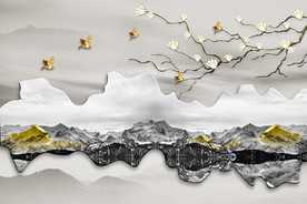 山水风景创意背景装饰画