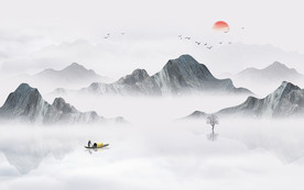 中式水墨山水画