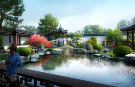 中式园林庭院效果图