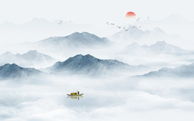 中式水墨山水画