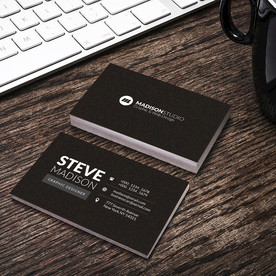 黑色简约名片正反双面PSD模板