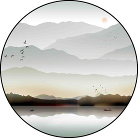 新中式意境烟波山水小船装饰画