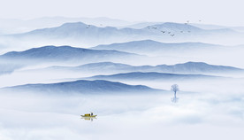 中式水墨山水画