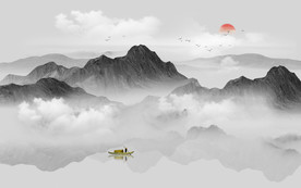 中式水墨山水画