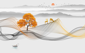 新中式山水背景