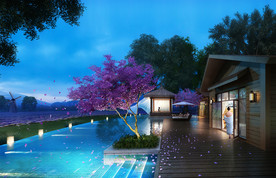 度假会所夜景效果图