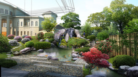 庭院假山叠水效果图