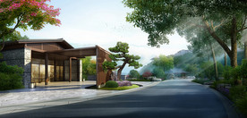 新中式酒店景观效果图