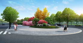道路节点景观组团绿化效果图