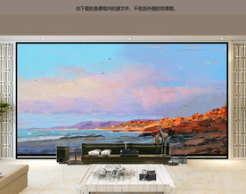 新中式油画风景山水画意境山水画