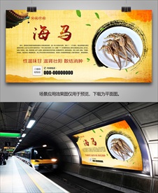 野生海马海报灯箱展板展架挂画