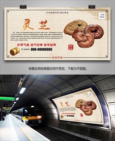 中草药灵芝海报灯箱展板挂画单页